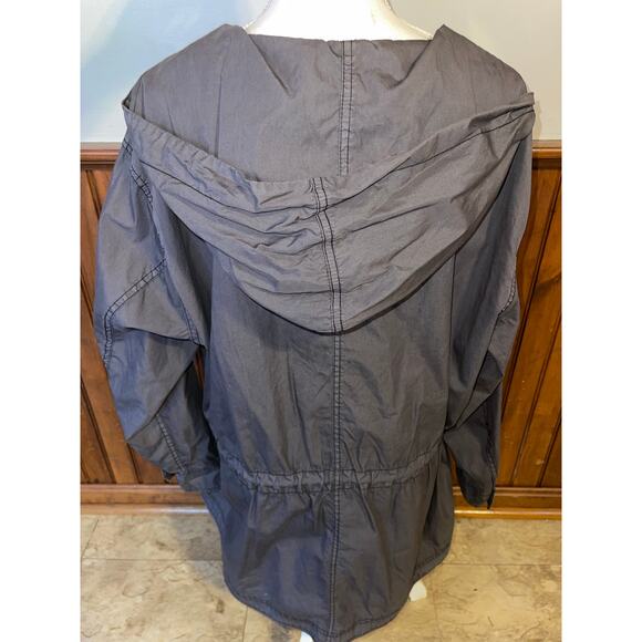 Womens Free People Dark Gray Lace Poplin Hooded Jacket Anorak Boho Size XS/S - Picture 5 of 9